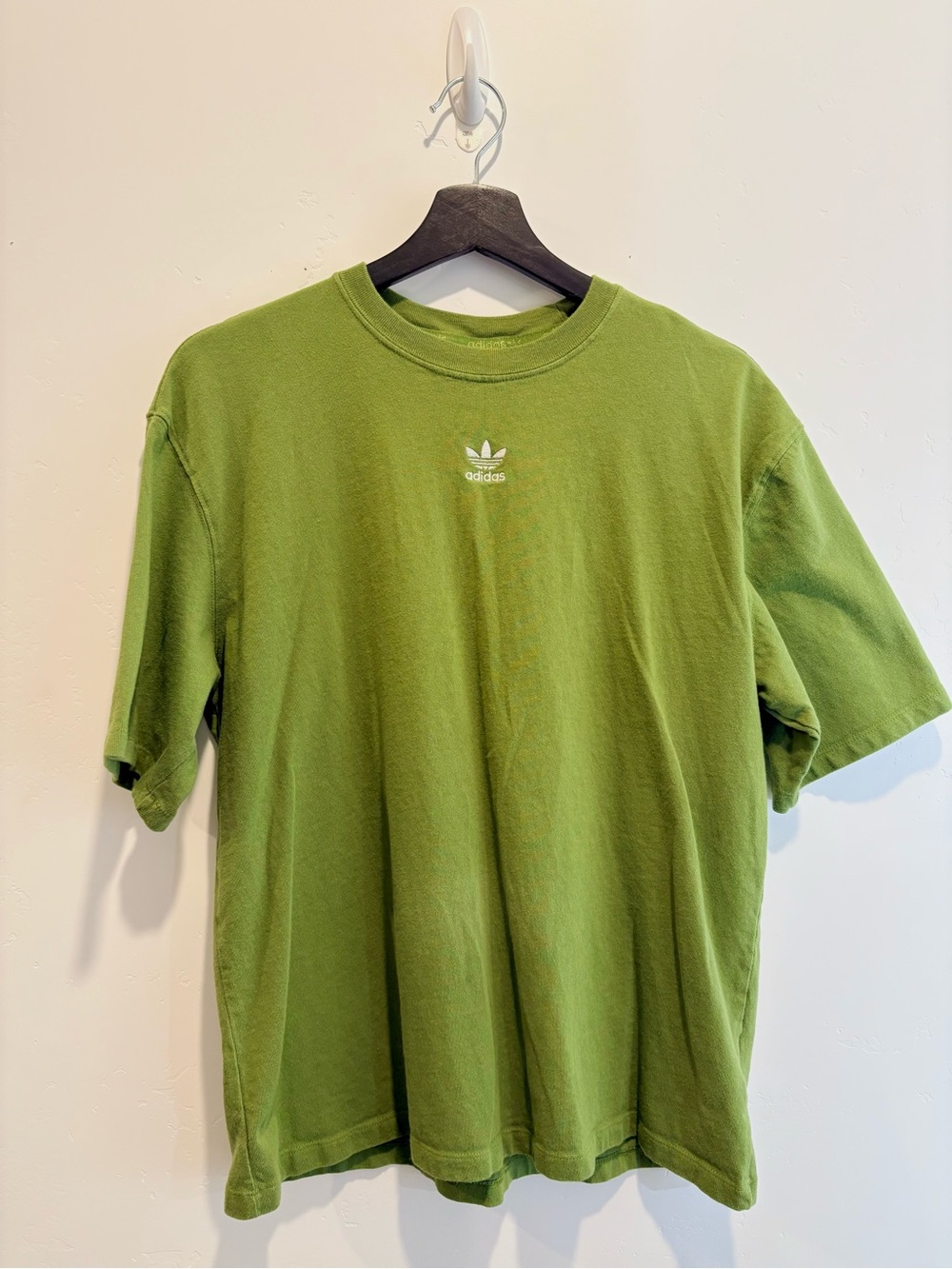 Adidas Women's Oversized Green Crew Neck T-Shirt